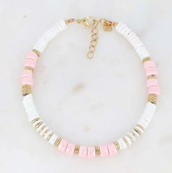 BOHM PARIS | Anklet Azélie -pinkki nilkkakoru keraamisin helmin