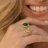 BOHM PARIS | Bague Galinatina -kirurginterässormus vihreällä kivellä