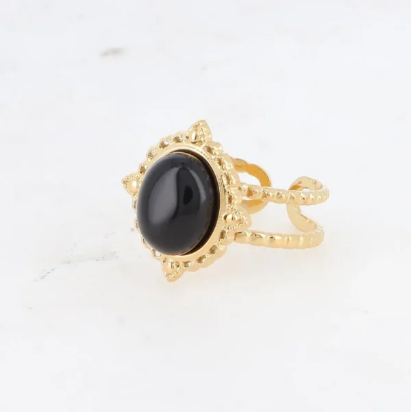 BOHM PARIS | Bague Galinatina -kirurginterässormus onyx-luonnonkivellä
