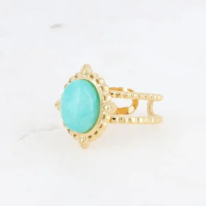 BOHM PARIS | Bague Galinatina -kirurginterässormus turkoosilla kivellä