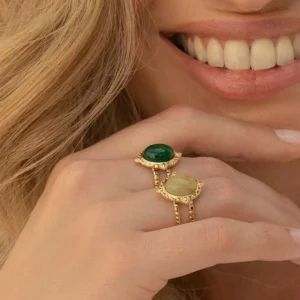 BOHM PARIS | Bague Galinatina -kirurginterässormus onyx-luonnonkivellä