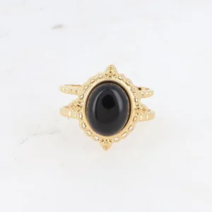 BOHM PARIS | Bague Galinatina -kirurginterässormus onyx-luonnonkivellä