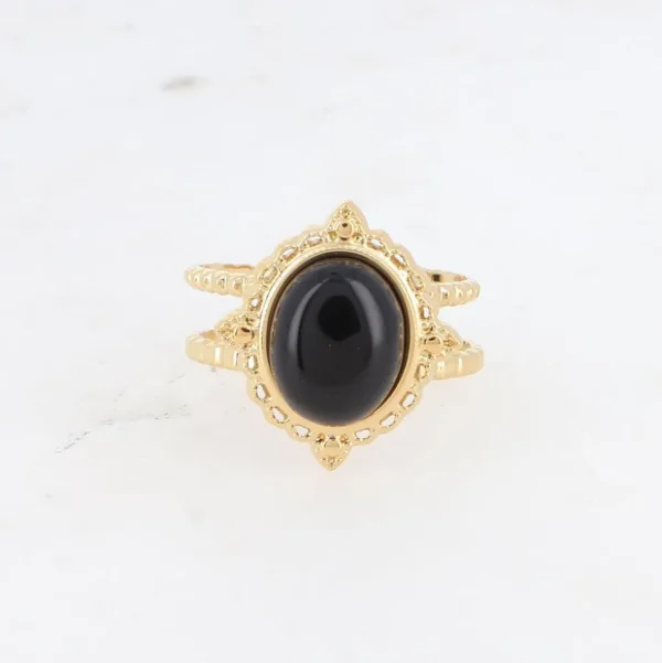 BOHM PARIS | Bague Galinatina -kirurginterässormus onyx-luonnonkivellä