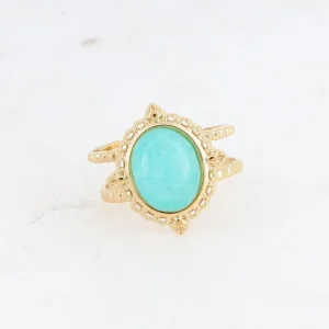 BOHM PARIS | Bague Galinatina -kirurginterässormus turkoosilla kivellä