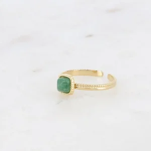 BOHM PARIS | Bague Kalys -kirurginterässormus vihreällä jaspiksella