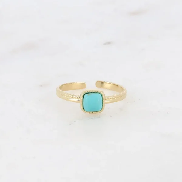 BOHM PARIS | Bague Kalys -kirurginterässormus turkoosilla kivellä