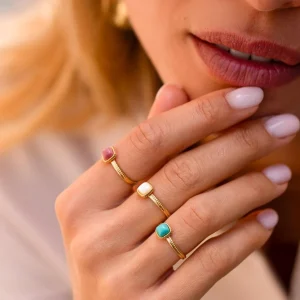 BOHM PARIS | Bague Kalys -kirurginterässormus vihreällä jaspiksella
