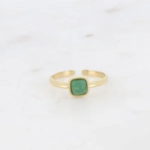 BOHM PARIS | Bague Kalys -kirurginterässormus vihreällä jaspiksella
