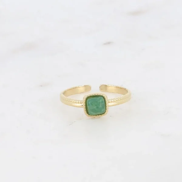 BOHM PARIS | Bague Kalys -kirurginterässormus vihreällä jaspiksella
