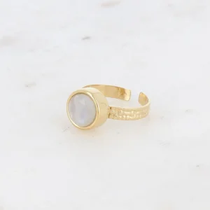 BOHM PARIS | Bague Rosina -kirurginterässormus valkoisella akaatilla