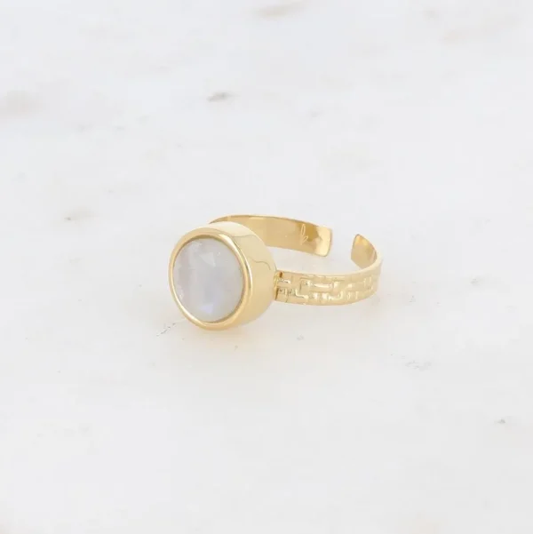 BOHM PARIS | Bague Rosina -kirurginterässormus valkoisella akaatilla