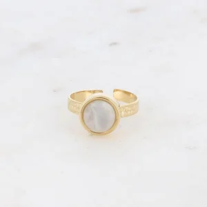 BOHM PARIS | Bague Rosina -kirurginterässormus valkoisella akaatilla