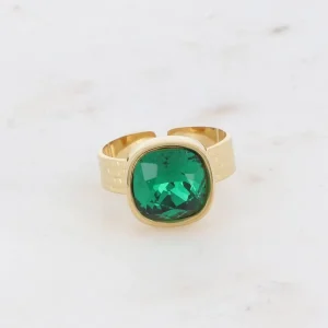 BOHM PARIS | Bague Sivaria -smaragdinvihreä kirurginterässormus