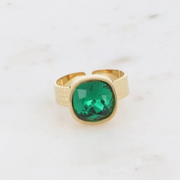 BOHM PARIS | Bague Sivaria -smaragdinvihreä kirurginterässormus