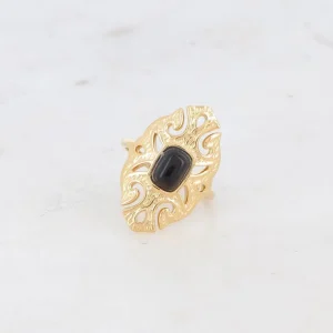 BOHM PARIS | Bague Sélina -kirurginterässormus onyx-luonnonkivellä