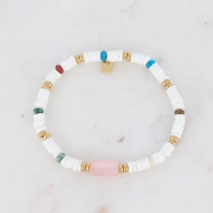BOHM PARIS | Bracelet Aaliyah -ruusukvartsi rannekoru simpukkahelmin