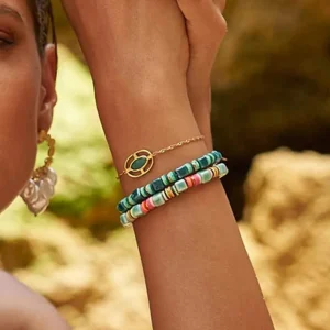 BOHM PARIS | Bracelet Aélis -tummanturkoosi rannekoru keramiikkahelmin