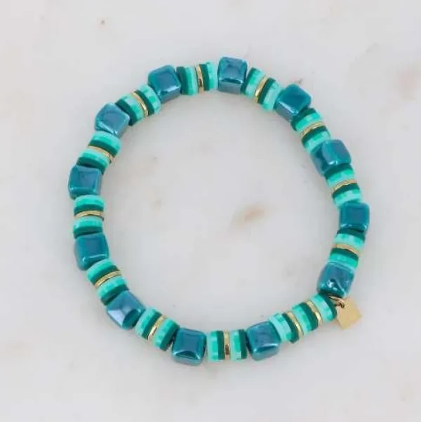 BOHM PARIS | Bracelet Aélis -tummanturkoosi rannekoru keramiikkahelmin