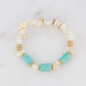 BOHM PARIS | Bracelet Ambérine -amazoniitti rannekoru simpukkahelmin