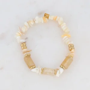 BOHM PARIS | Bracelet Ambérine -sitriinirannekoru simpukkahelmin