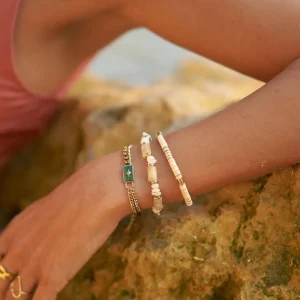 BOHM PARIS | Bracelet Ambérine -amazoniitti rannekoru simpukkahelmin