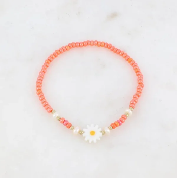 BOHM PARIS | Bracelet Belle -korallinvärinen kukkarannekoru