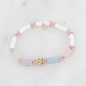 BOHM PARIS | Bracelet Cylindre -vaaleanpunainen luonnonkivirannekoru