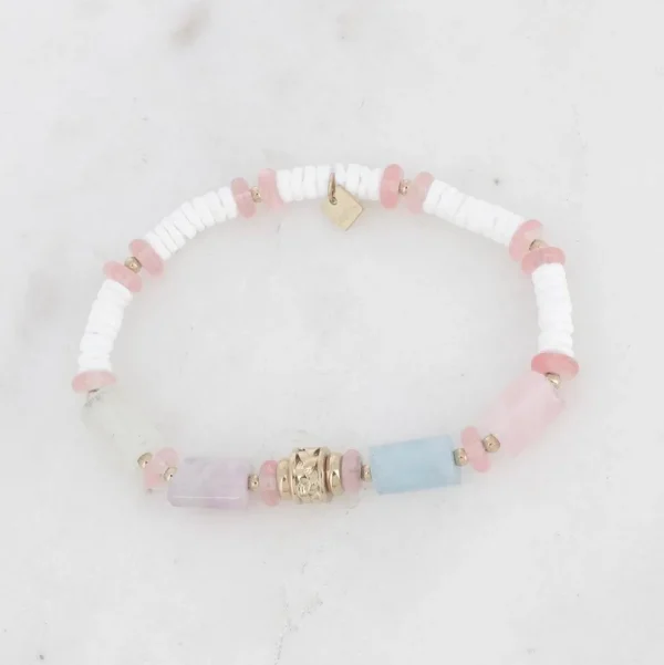 BOHM PARIS | Bracelet Cylindre -vaaleanpunainen luonnonkivirannekoru