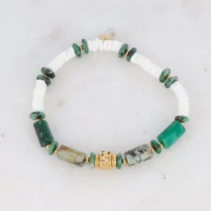 BOHM PARIS | Bracelet Cylindre -vihreä luonnonkivirannekoru