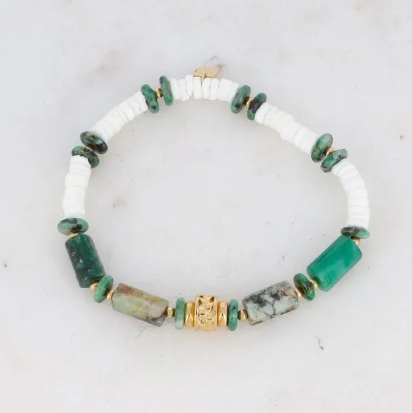 BOHM PARIS | Bracelet Cylindre -vihreä luonnonkivirannekoru