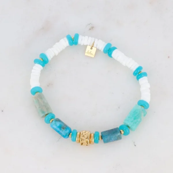 BOHM PARIS | Bracelet Cylindre -turkoosi luonnonkivirannekoru