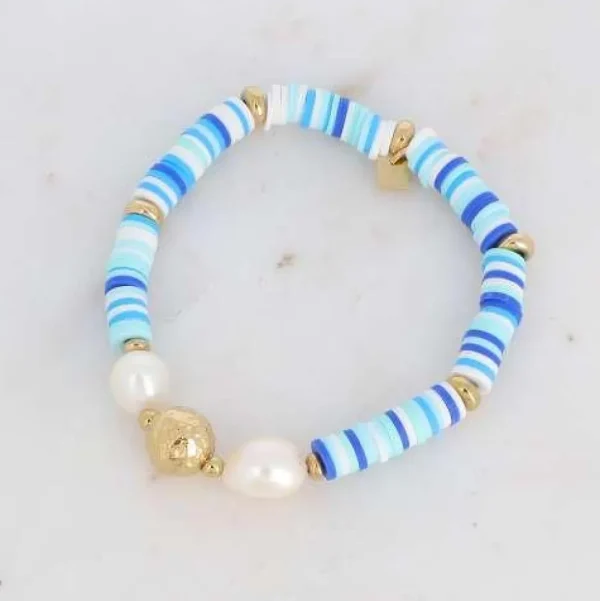 BOHM PARIS | Bracelet Evana -sininen kesäkoru makeanvedenhelmin