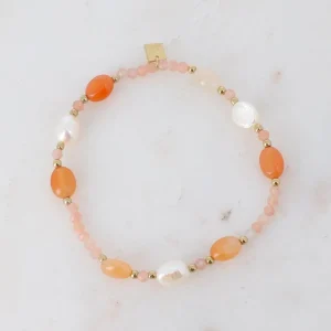 BOHM PARIS | Bracelet Fayanna -oranssi luonnonkivirannekoru helmin
