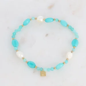 BOHM PARIS | Bracelet Fayanna -turkoosi luonnonkivirannekoru helmin