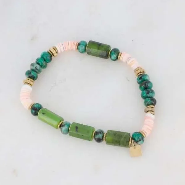 BOHM PARIS | Bracelet Taïssia -vihreä jaspis luonnonkivirannekoru