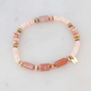 BOHM PARIS | Bracelet Taïssia -vaaleanpunainen luonnonkivirannekoru