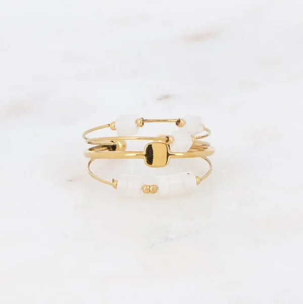 BOHM PARIS | Bague Abriana -akaattisormus pyöriteltävin helmin