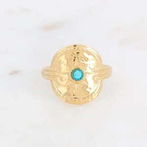 BOHM PARIS | Bague Calandra -kirurginterässormus turkoosilla kivellä