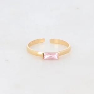 BOHM PARIS | Bague Macy -kirurginterässormus vaaleanpunaisella kivellä
