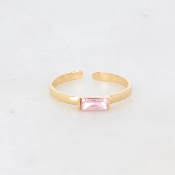 BOHM PARIS | Bague Macy -kirurginterässormus vaaleanpunaisella kivellä