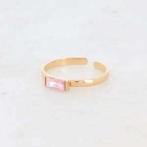 BOHM PARIS | Bague Macy -kirurginterässormus vaaleanpunaisella kivellä