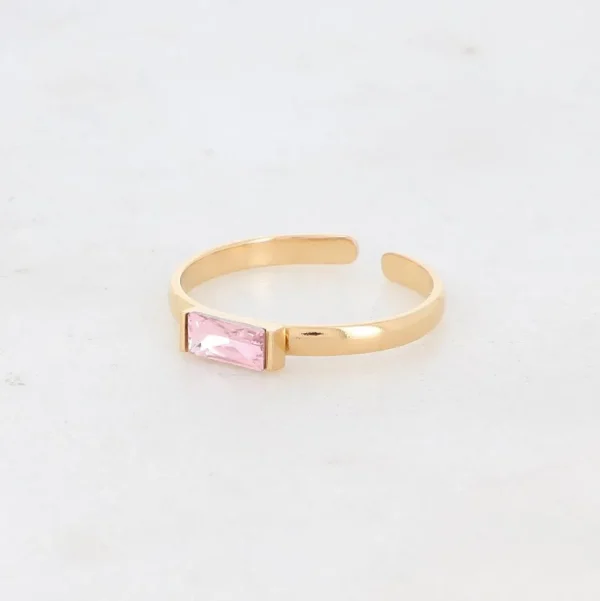 BOHM PARIS | Bague Macy -kirurginterässormus vaaleanpunaisella kivellä