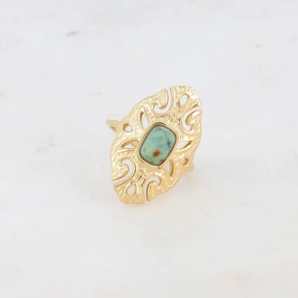 BOHM PARIS | Bague Sélina -kirurginterässormus afrikanturkoosi -kivellä