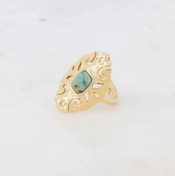 BOHM PARIS | Bague Sélina -kirurginterässormus afrikanturkoosi -kivellä