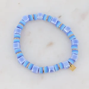 BOHM PARIS | Bracelet Aélis -sinisävyinen kesärannekoru keramiikkahelmin