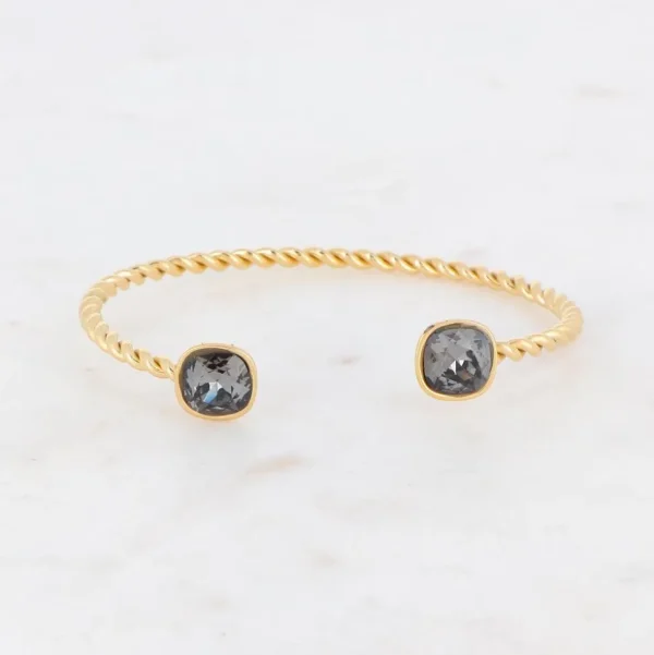 BOHM PARIS | Bracelet Manoel -kristallirannekoru (kulta, siniharmaa)