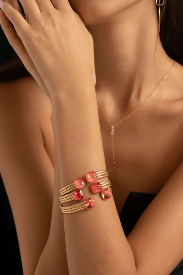 BOHM PARIS | Bracelet Pheobe -kristallirannekoru (kulta, orange delite)
