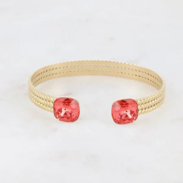 BOHM PARIS | Bracelet Pheobe -kristallirannekoru (kulta, corail)