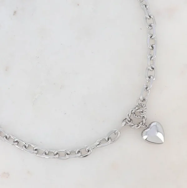 BOHM PARIS | Collier Braidy -sydänkaulakoru paksulla ketjulla (hopea)