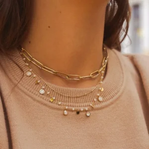 BOHM PARIS | Collier Magali -valkoinen kerroskaulakoru kristallein